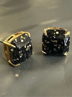 Kate Spade Gold-Setting Black Speckled Stud Earrings